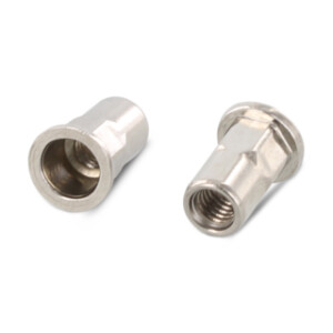 Item 1029 - Blind rivet nuts with flat head, open partial hexagon